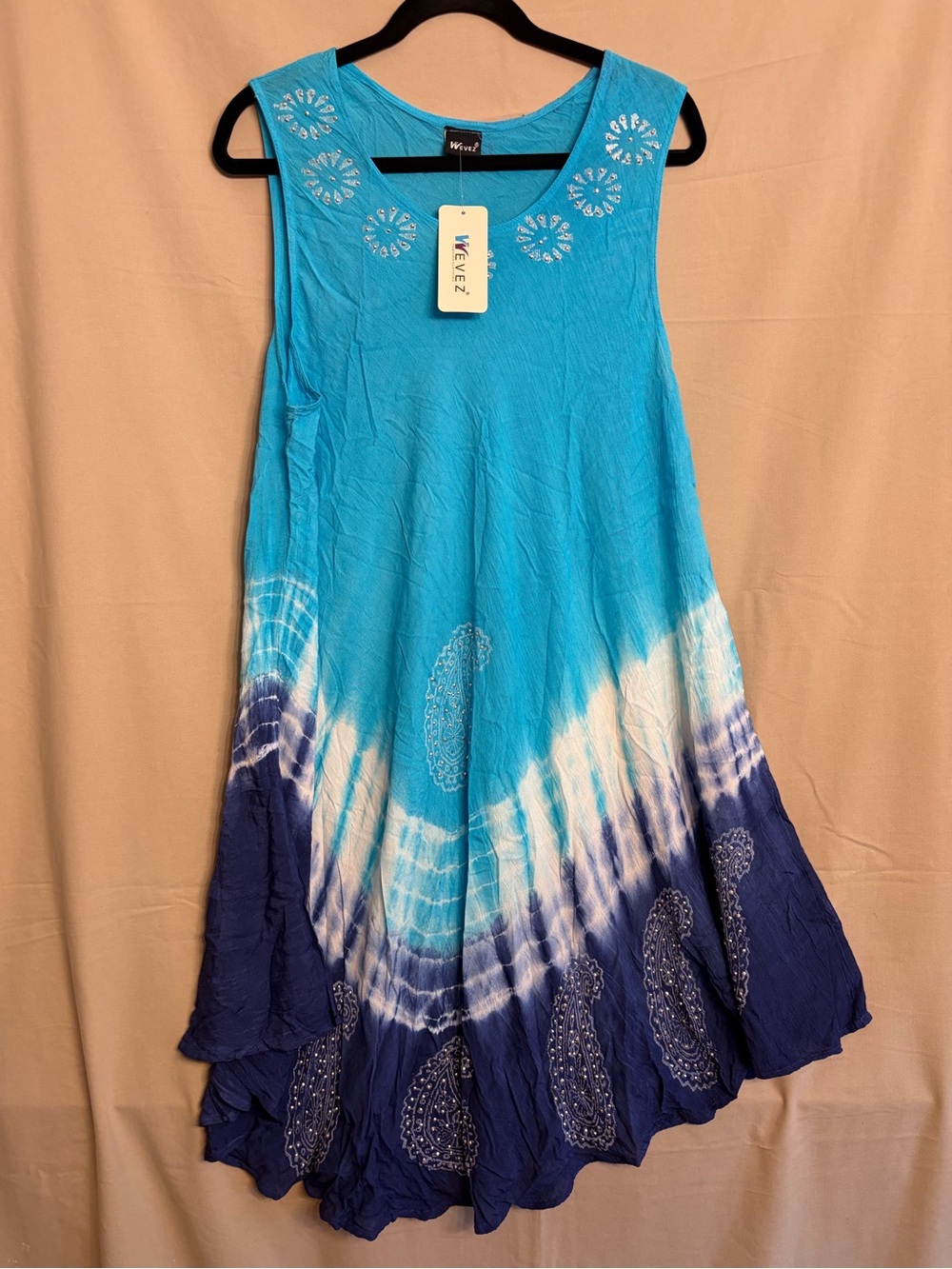 Wevez Flowy Turquoise Embellished Swimsuit Cover-Up/Dress